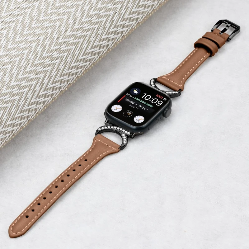 Apple Smartwatch Echtes Leder Und Strass Universell Armband