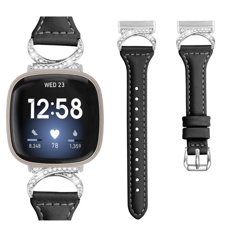 Fitbit Smartwatch Echtes Leder Und Strass Universell Armband