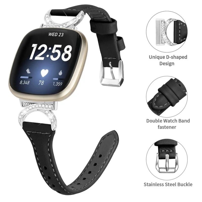 Fitbit Smartwatch Echtes Leder Und Strass Universell Armband