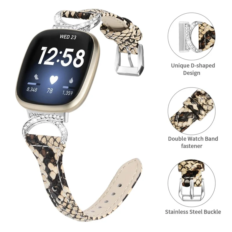 Fitbit Smartwatch Echtes Leder Und Strass Universell Armband