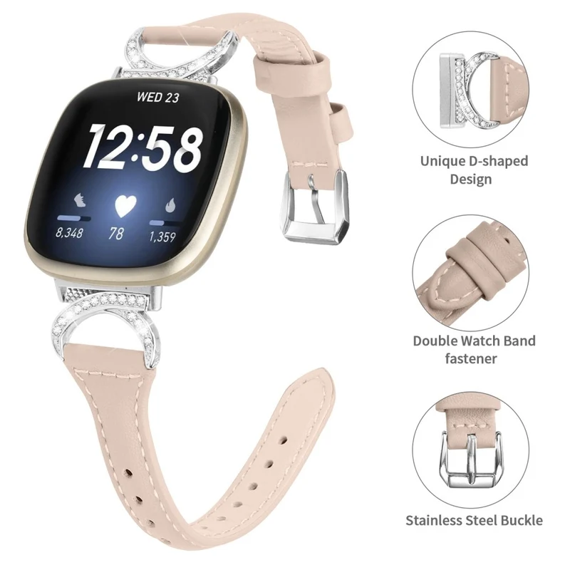 Fitbit Smartwatch Echtes Leder Und Strass Universell Armband