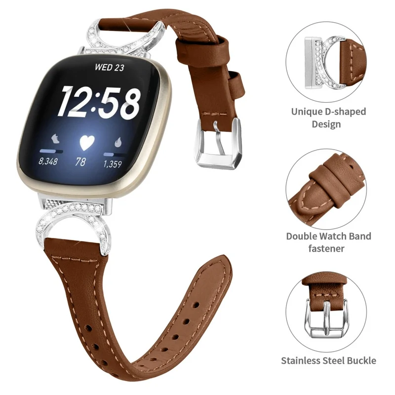 Fitbit Smartwatch Echtes Leder Und Strass Universell Armband