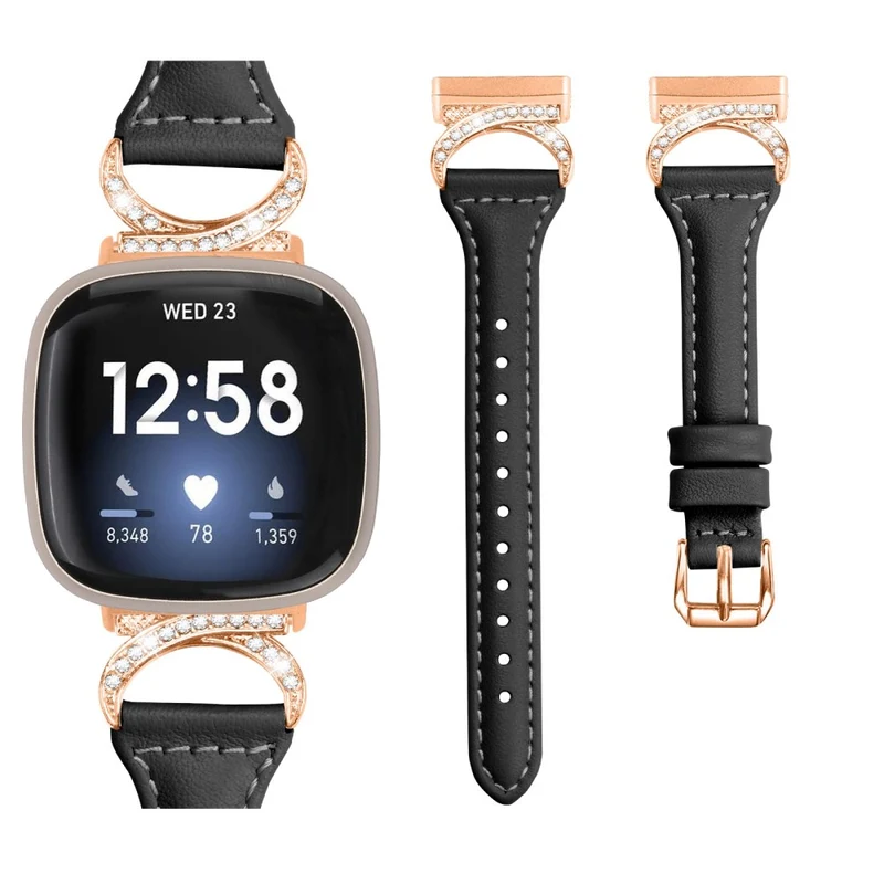 Fitbit Smartwatch Echtes Leder Und Strass Universell Armband