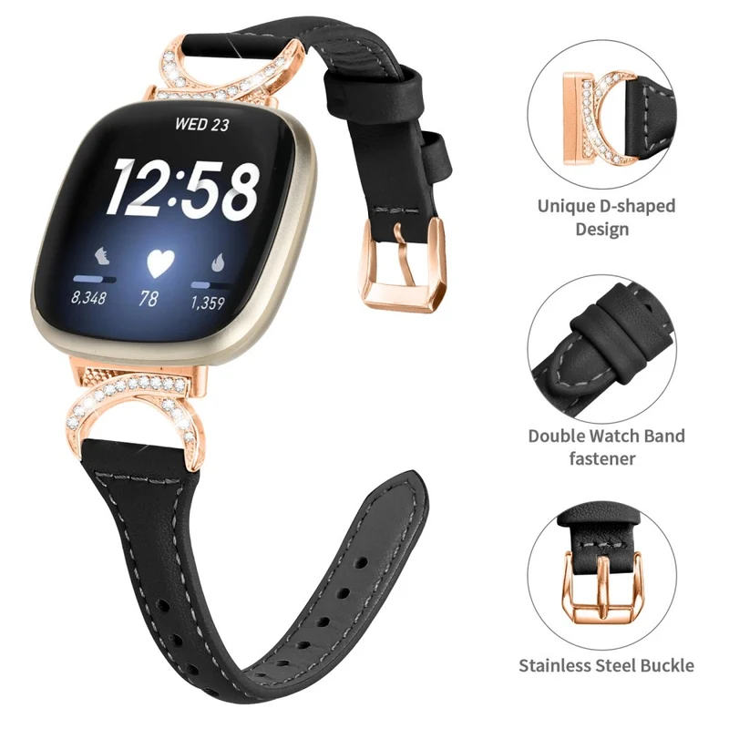 Fitbit Smartwatch Echtes Leder Und Strass Universell Armband