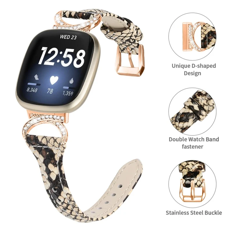 Fitbit Smartwatch Echtes Leder Und Strass Universell Armband