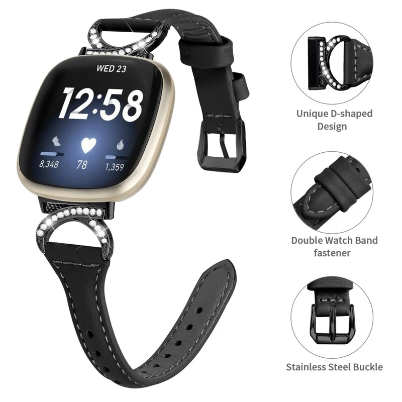 Fitbit Smartwatch Echtes Leder Und Strass Universell Armband