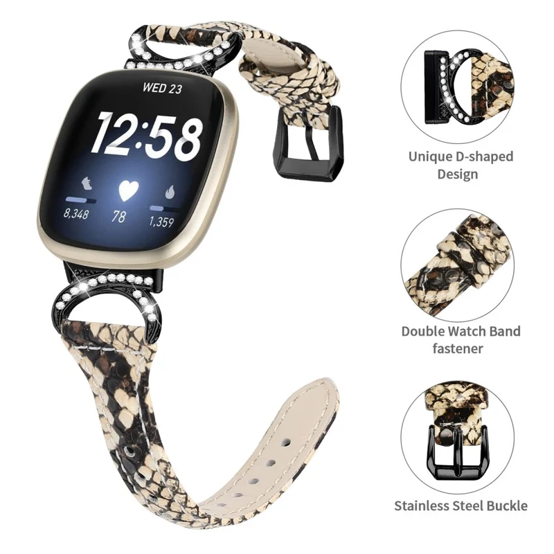 Fitbit Smartwatch Echtes Leder Und Strass Universell Armband