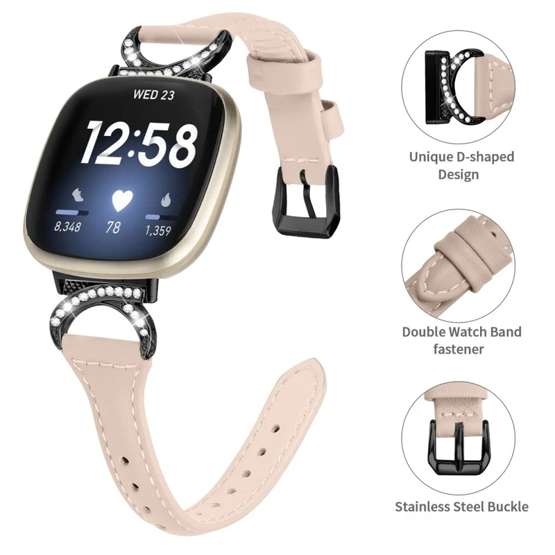 Fitbit Smartwatch Echtes Leder Und Strass Universell Armband