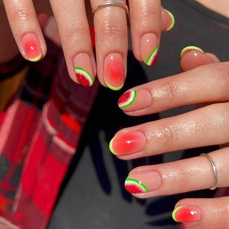 Kreatives wassermelonen-themed Nagelkunst Set
