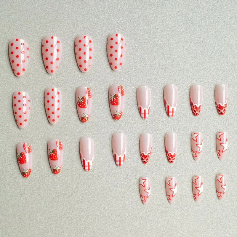 Kreatives Erdbeer-Gel-Nagelset