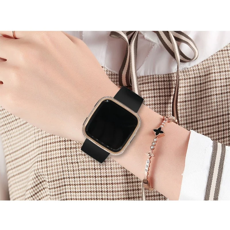 Unglaublich Schön Fitbit Versa 1 Metall und Strass Hülle
