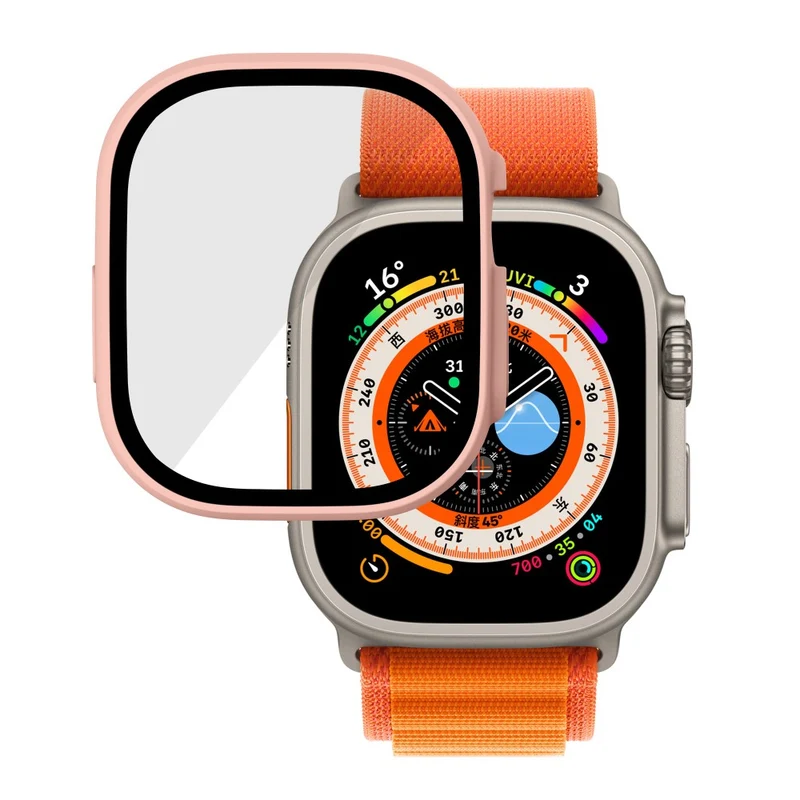 Absolut Modisch Apple Watch Ultra Hülle mit Displayschutz in Plastik und Gehärtetes Glas