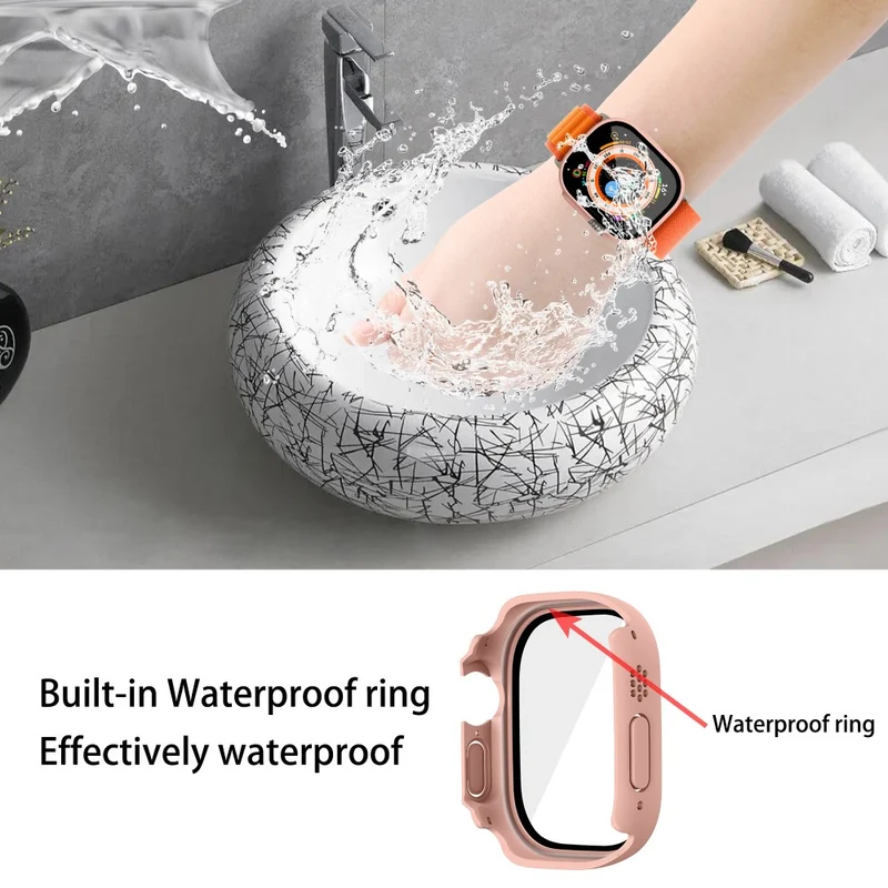Absolut Modisch Apple Watch Ultra Hülle mit Displayschutz in Plastik und Gehärtetes Glas