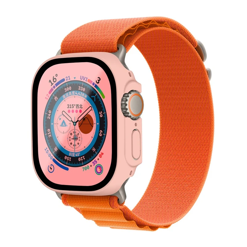 Absolut Modisch Apple Watch Ultra Hülle mit Displayschutz in Plastik und Gehärtetes Glas