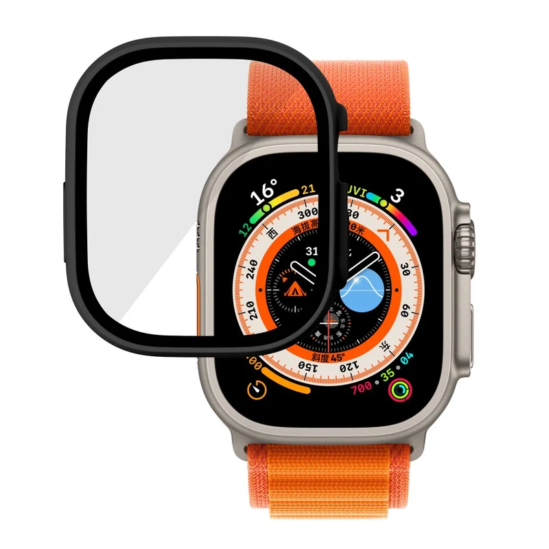 Absolut Modisch Apple Watch Ultra Hülle mit Displayschutz in Plastik und Gehärtetes Glas