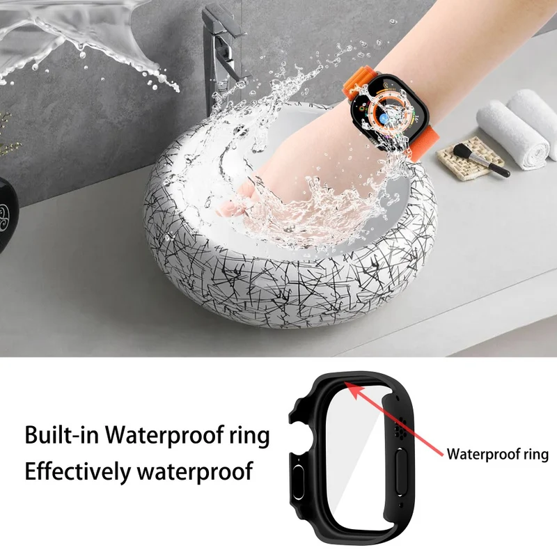 Absolut Modisch Apple Watch Ultra Hülle mit Displayschutz in Plastik und Gehärtetes Glas