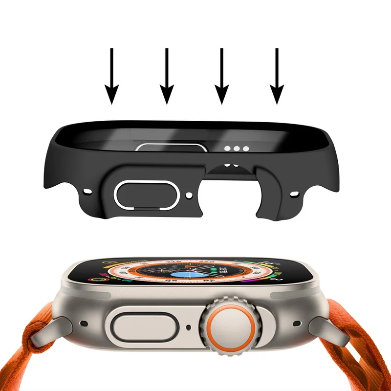 Absolut Modisch Apple Watch Ultra Hülle mit Displayschutz in Plastik und Gehärtetes Glas