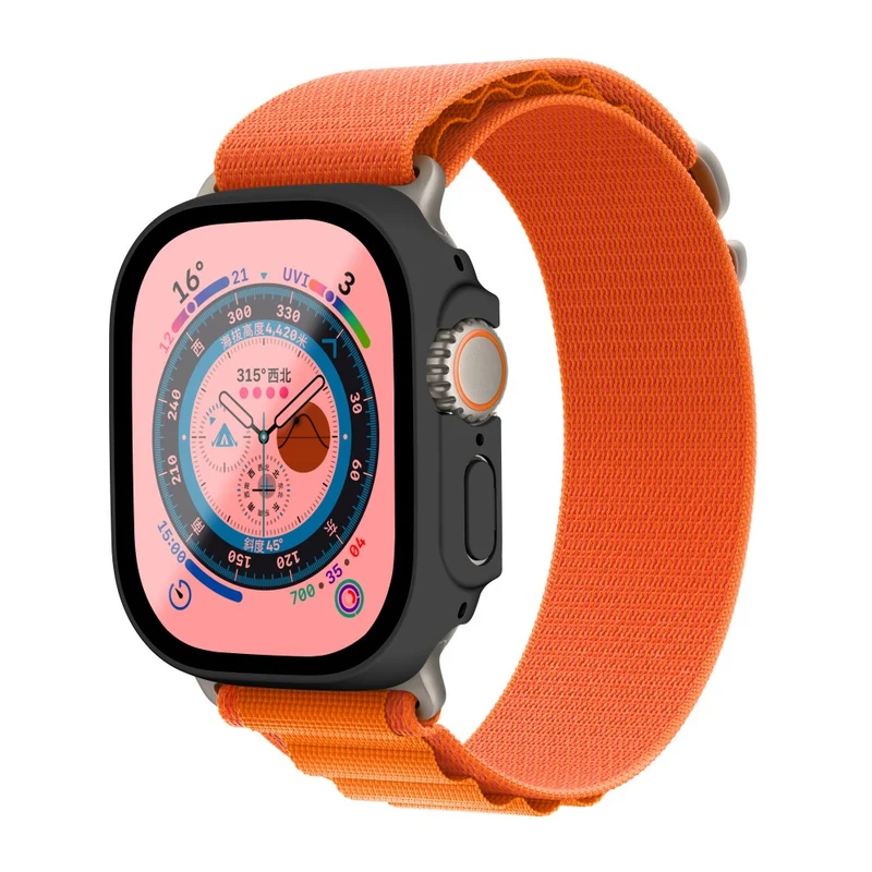 Absolut Modisch Apple Watch Ultra Hülle mit Displayschutz in Plastik und Gehärtetes Glas