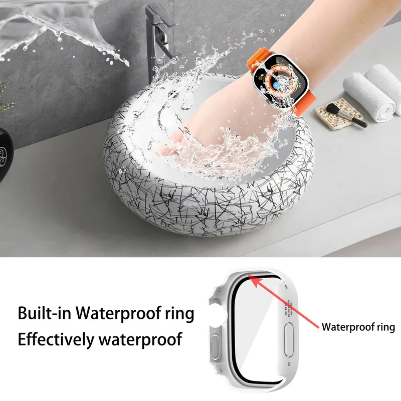Absolut Modisch Apple Watch Ultra Hülle mit Displayschutz in Plastik und Gehärtetes Glas