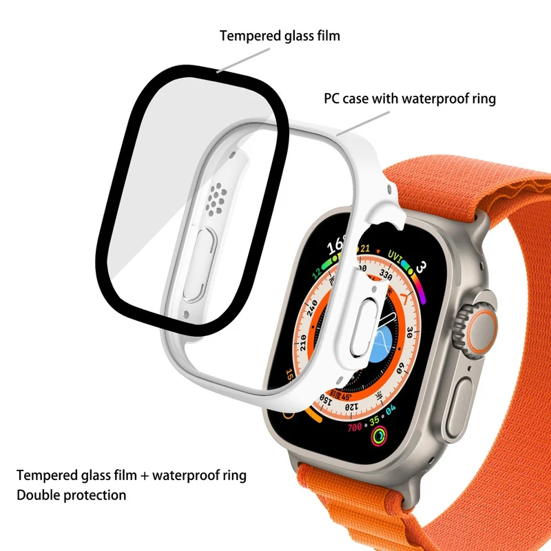Absolut Modisch Apple Watch Ultra Hülle mit Displayschutz in Plastik und Gehärtetes Glas