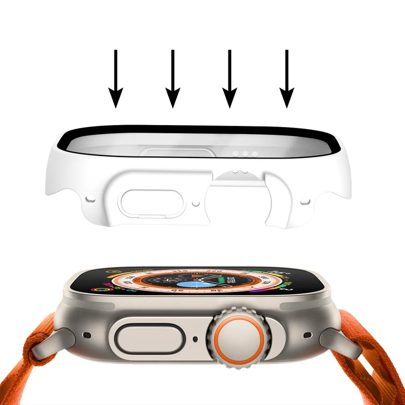 Absolut Modisch Apple Watch Ultra Hülle mit Displayschutz in Plastik und Gehärtetes Glas