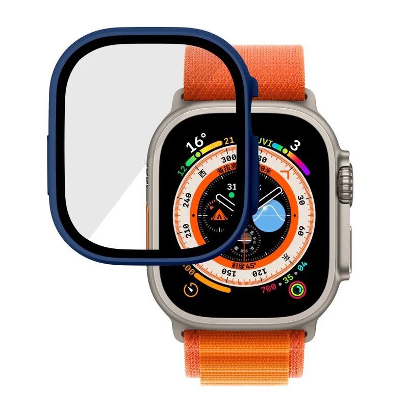 Absolut Modisch Apple Watch Ultra Hülle mit Displayschutz in Plastik und Gehärtetes Glas