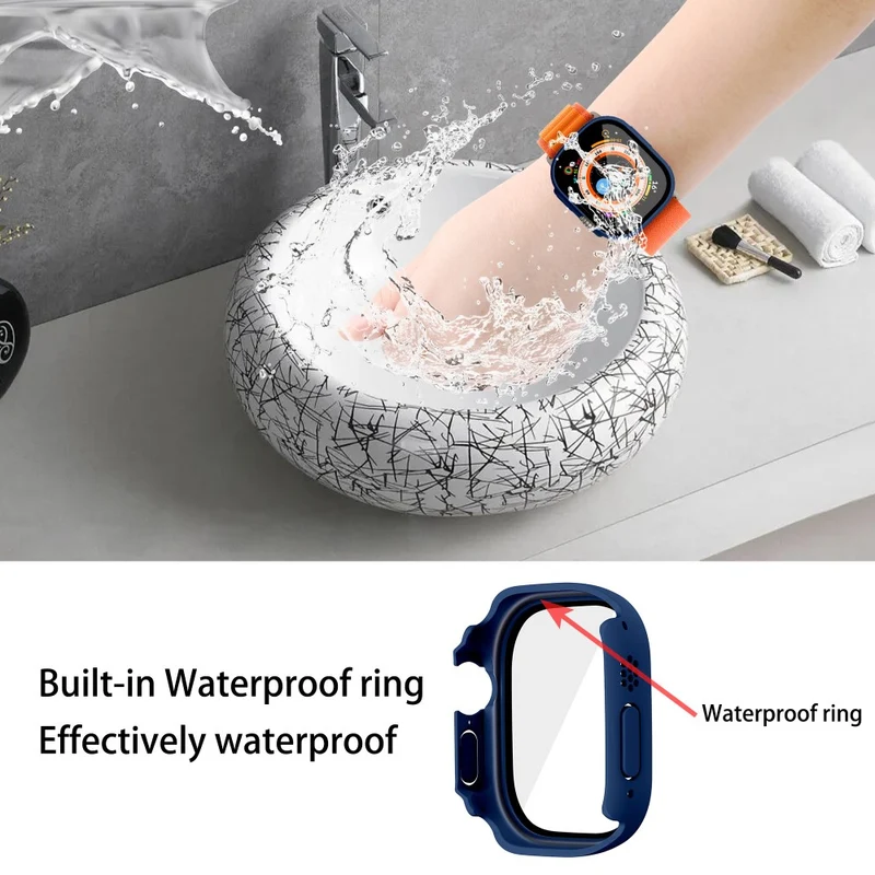 Absolut Modisch Apple Watch Ultra Hülle mit Displayschutz in Plastik und Gehärtetes Glas