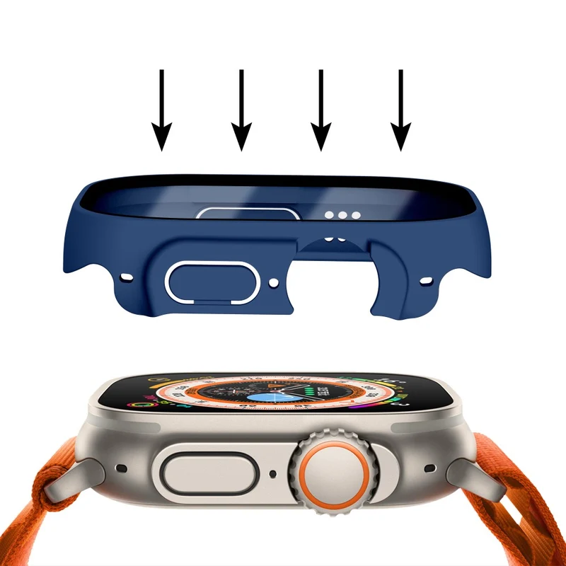 Absolut Modisch Apple Watch Ultra Hülle mit Displayschutz in Plastik und Gehärtetes Glas