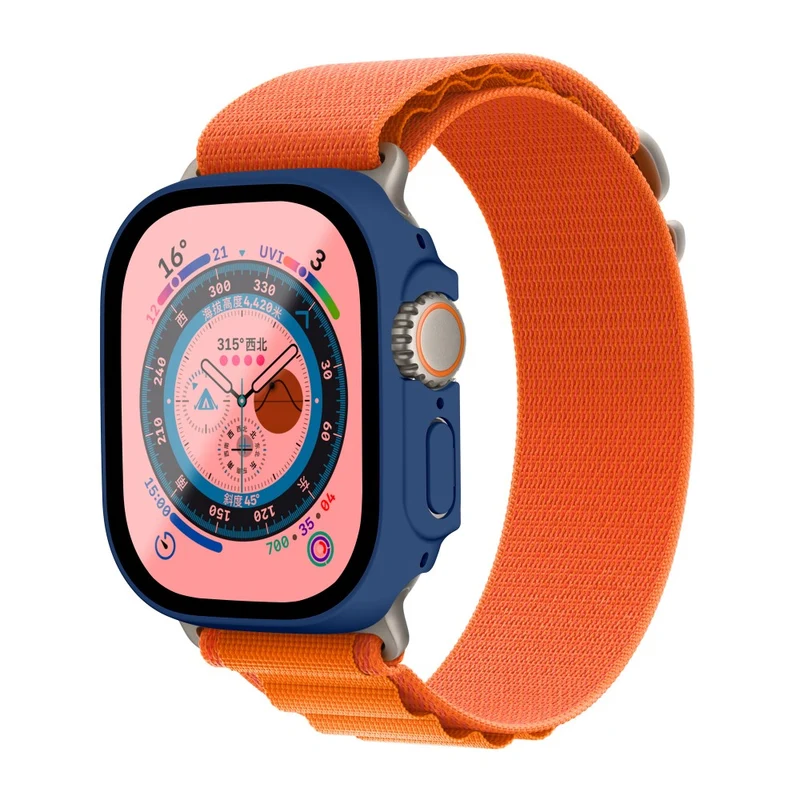 Absolut Modisch Apple Watch Ultra Hülle mit Displayschutz in Plastik und Gehärtetes Glas