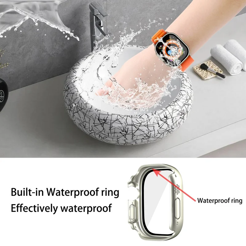 Absolut Modisch Apple Watch Ultra Hülle mit Displayschutz in Plastik und Gehärtetes Glas