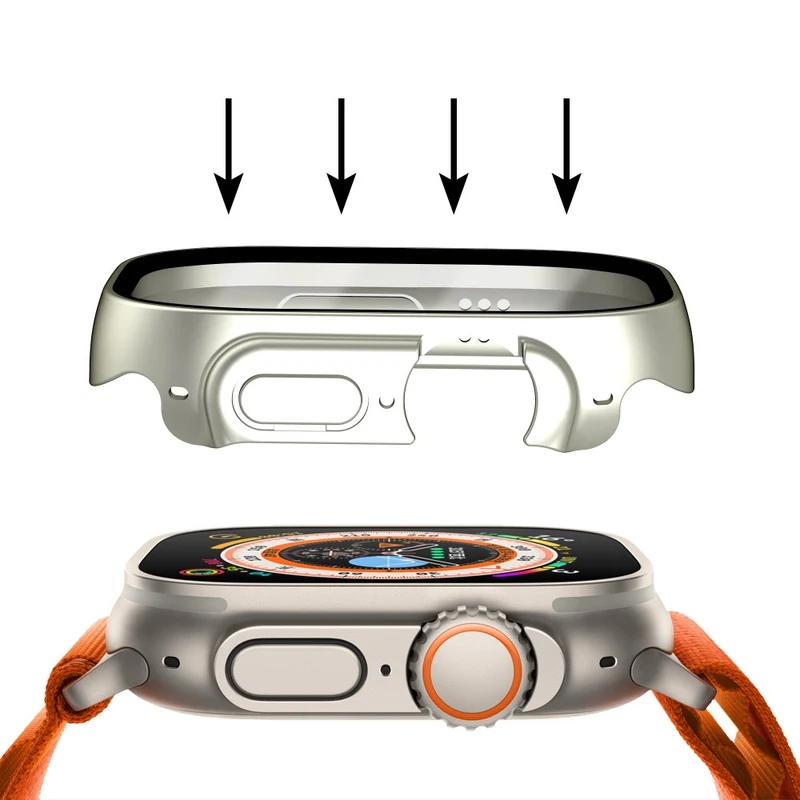 Absolut Modisch Apple Watch Ultra Hülle mit Displayschutz in Plastik und Gehärtetes Glas