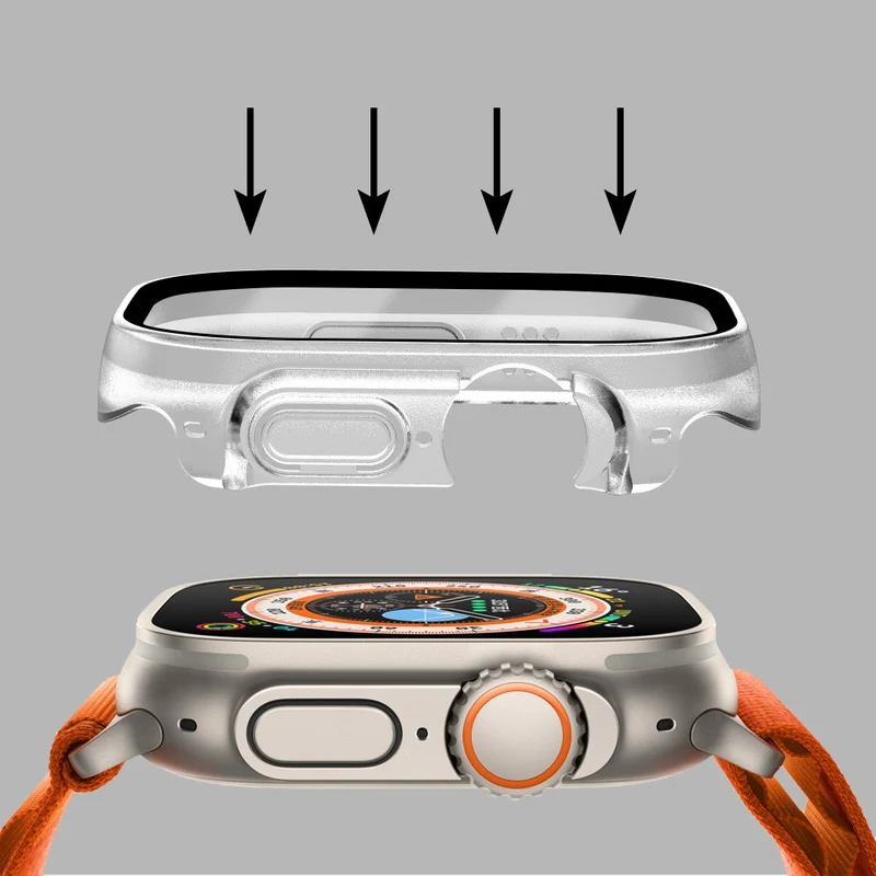 Absolut Modisch Apple Watch Ultra Hülle mit Displayschutz in Plastik und Gehärtetes Glas