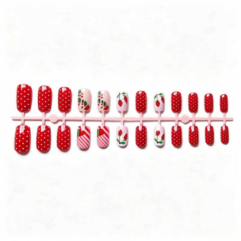 Künstlerisches Erdbeer-Nagelkunst-Design-Kit