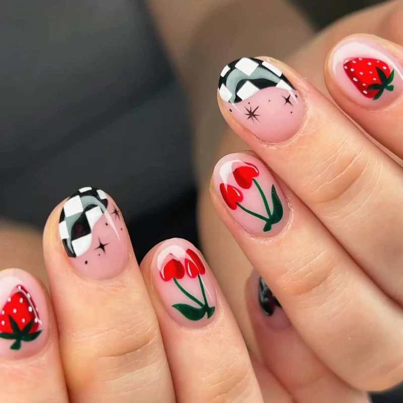 Kreatives florales und fruchtiges Nagelkunst-Set