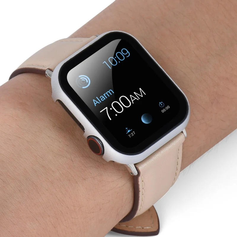 Mega Stylisch Apple Smartwatch Universell Hülle mit Displayschutz in Metall und Gehärtetes Glas
