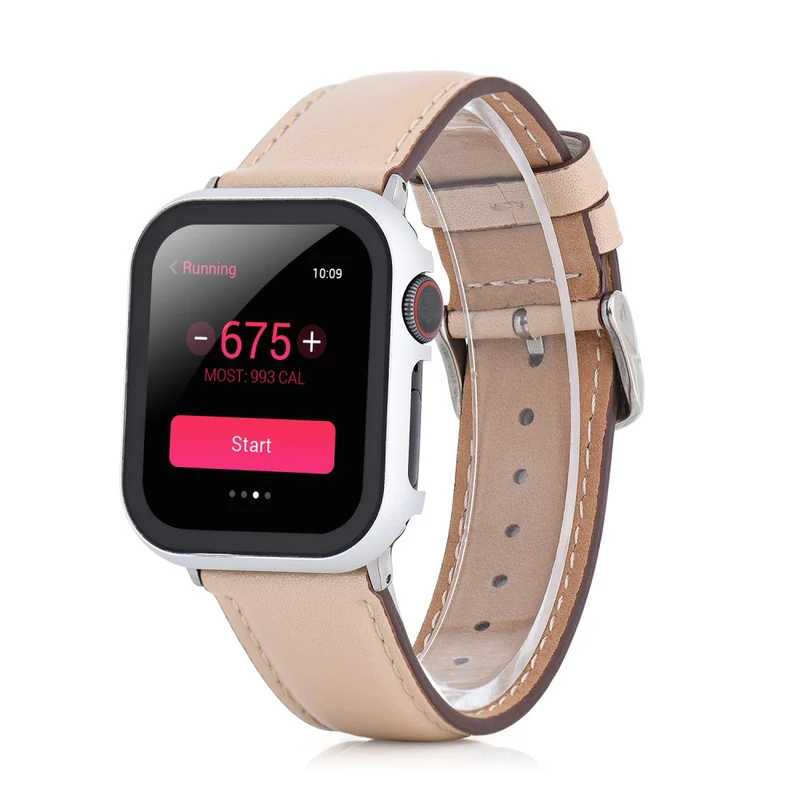 Mega Stylisch Apple Smartwatch Universell Hülle mit Displayschutz in Metall und Gehärtetes Glas
