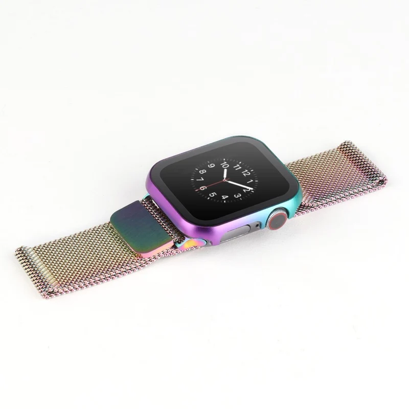 Mega Stylisch Apple Smartwatch Universell Hülle mit Displayschutz in Metall und Gehärtetes Glas