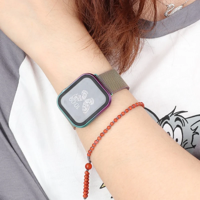 Mega Stylisch Apple Smartwatch Universell Hülle mit Displayschutz in Metall und Gehärtetes Glas