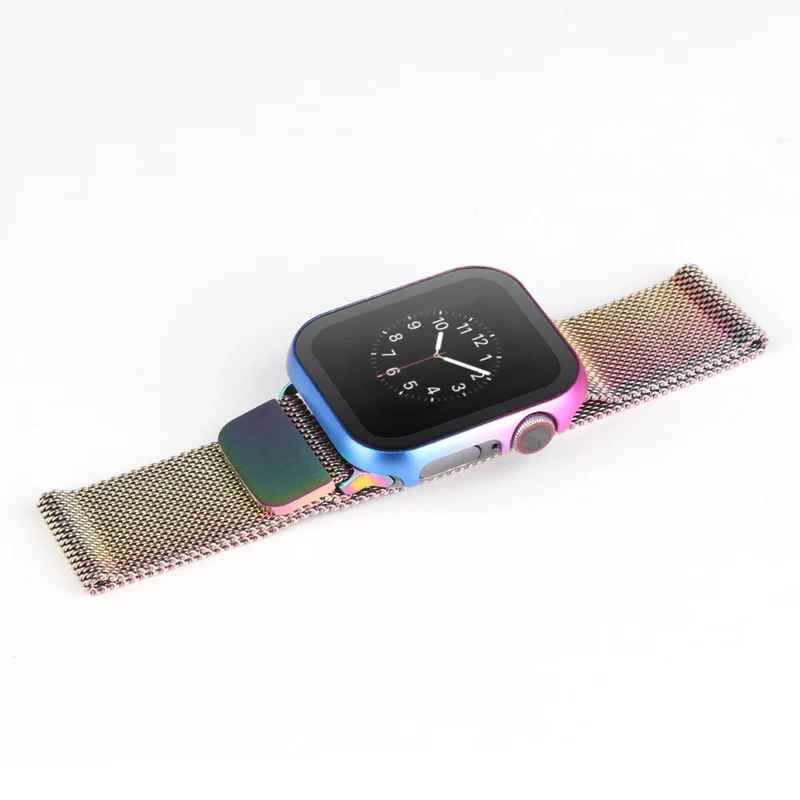 Mega Stylisch Apple Smartwatch Universell Hülle mit Displayschutz in Metall und Gehärtetes Glas