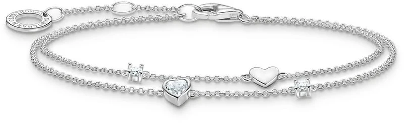 Doppelreihiges Armband mit Herzen - 925er Silberschmuck