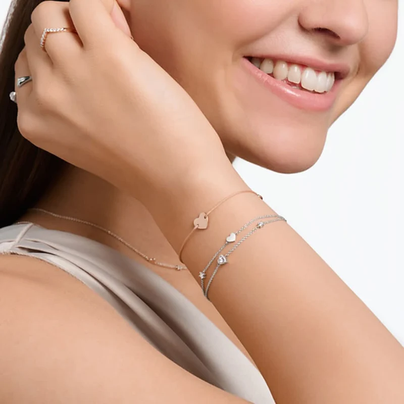 Doppelreihiges Armband mit Herzen - 925er Silberschmuck