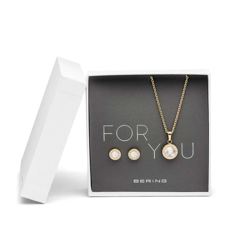 ForYou-Set Halskette mit Anhänger und Ohrstecker - Bering Jewelry Modell: 427-707-Gold