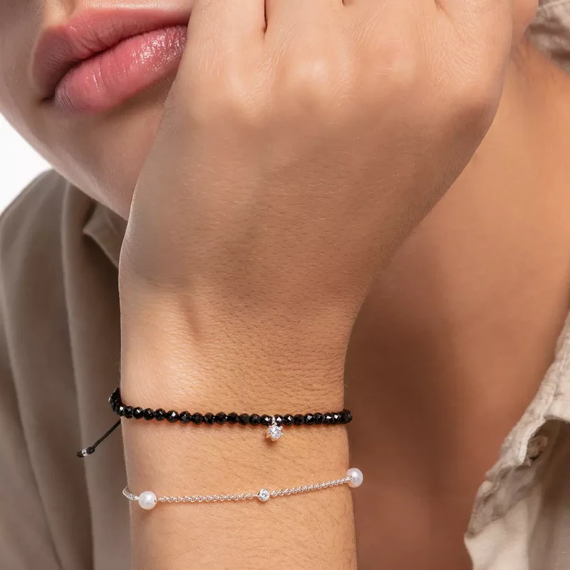 Armband mit Perlen und Steinen- 925 Sterling Silber