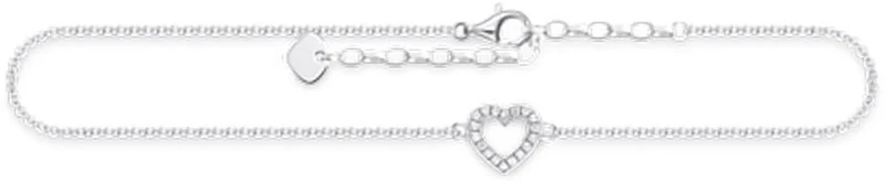 Fußkette mit Herz und Steinen - 925 Sterling Silber
