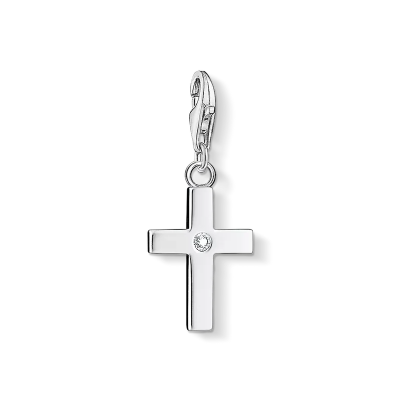 Charm Anhänger Kreuz mit Stein - 925 Sterlingsilber