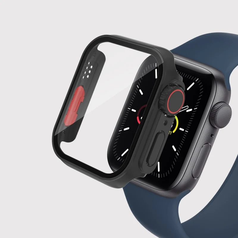 Mega Schön Apple Smartwatch Universell Hülle mit Displayschutz in Plastik und Gehärtetes Glas