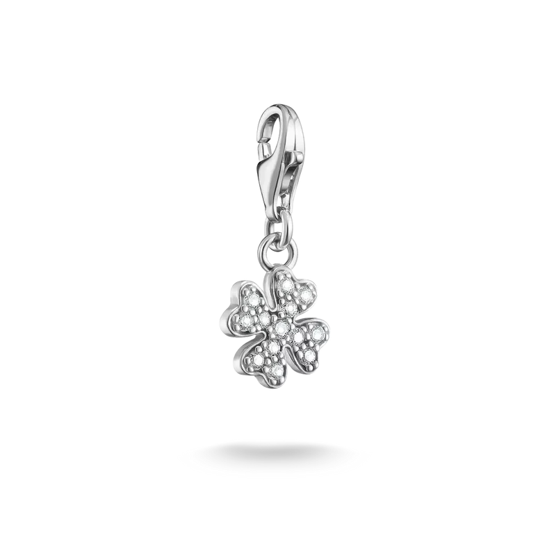 Charm Anhänger Kleeblatt mit Steinen - 925 Sterlingsilber
