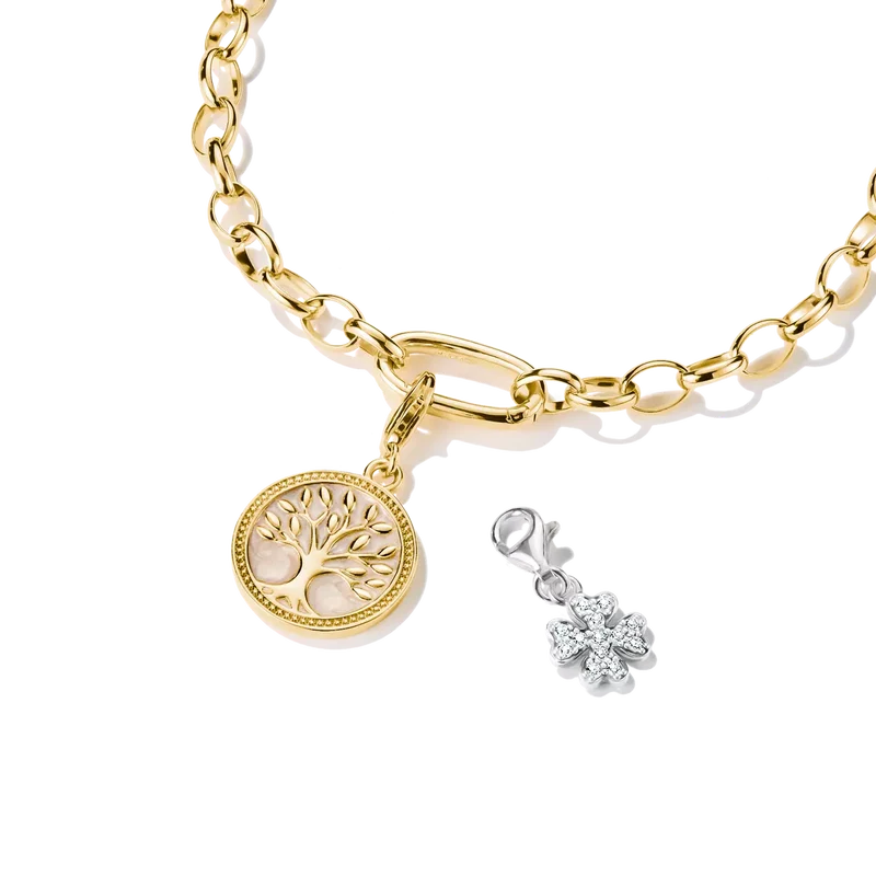 Charm Anhänger Kleeblatt mit Steinen - 925 Sterlingsilber