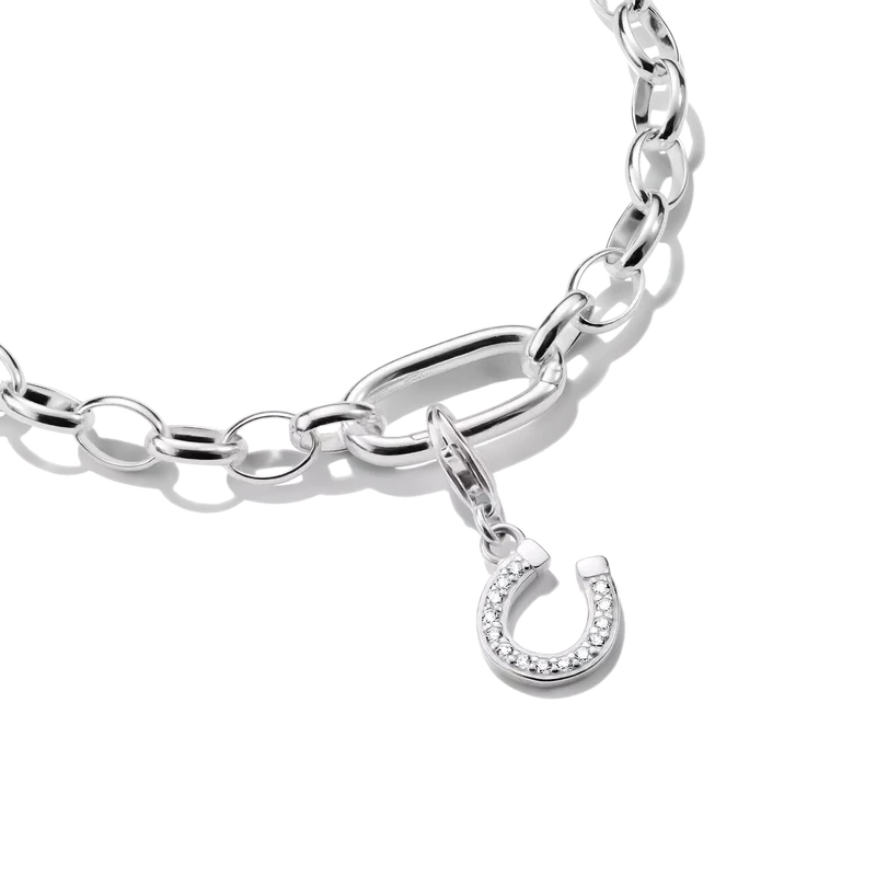 Charm Anhänger Hufeisen mit Steinen - 925 Sterlingsilber