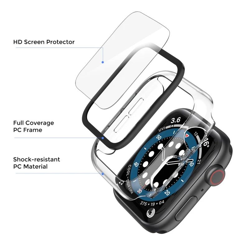 Unglaublich Modisch Apple Smartwatch Universell Hülle mit Displayschutz in Plastik und Gehärtetes Glas